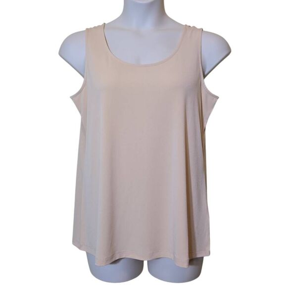 Susan Graver Modern Essentials Top Liquid Knit Size Large Neutral Minimalist - Picture 1 of 5